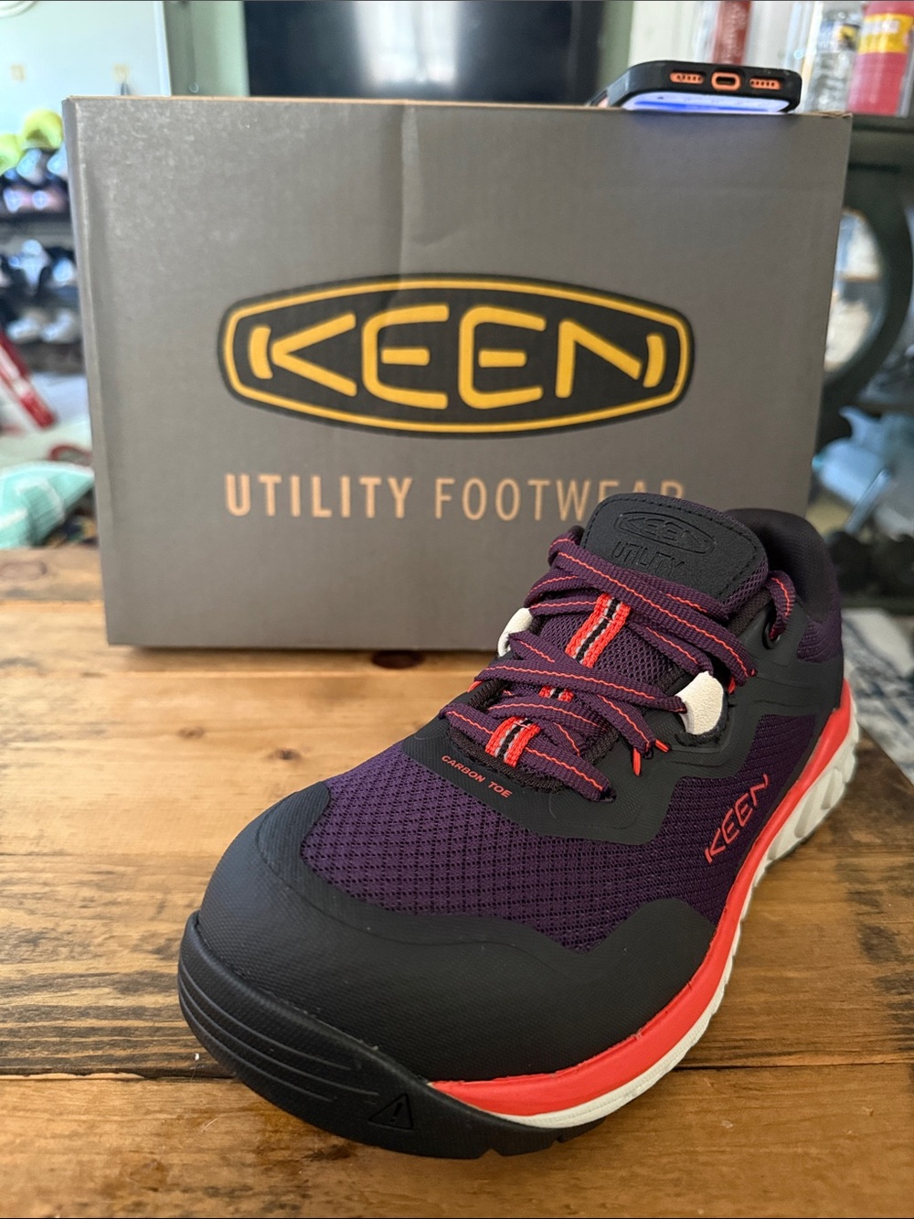 Keen Purple and Red Lightweight Utility Sneaker Steel Toe Work Shoes